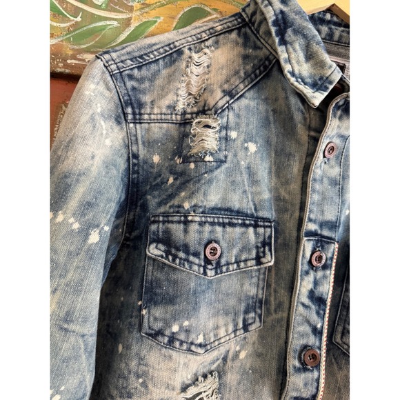 Upcycled/Reworked Denim Jacket| Vintage Heron, Cat, & Bow Patchwork| Boho| Large - Picture 11 of 13